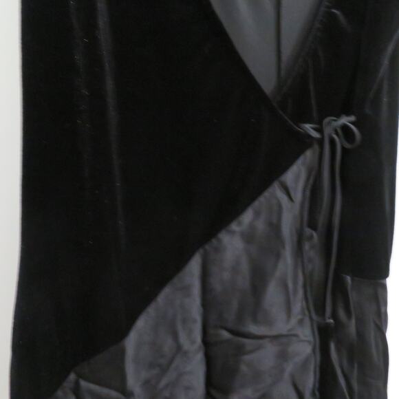 Bebe Womens Sz M Black Velvet and Satin Wrap Whimsigoth Dress Vintage 90's - Picture 4 of 7